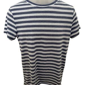 LUCKY BRAND Blue/Gray Stripe Short Sleeve Shirt Top Women S Small